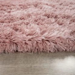 Paco Home Tapis De Salon Poils Longs Shaggy Uni Moderne Doux Pastel Rose Ø 120 Cm Rond -Tapis et paillasson Soldes 50628286 5