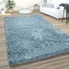 Paco Home Tapis De Salon Poils Longs Shaggy Pastel Uni Doux Turquoise 80x150 Cm