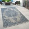 Paco Home Tapis Extérieur Bleu Beige Design Oriental Fleurs Motif Balcon Salon 60x100 Cm