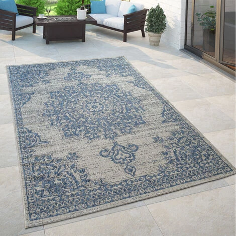 Paco Home Tapis Extérieur Bleu Beige Design Oriental Fleurs Motif Balcon Salon 60x100 Cm 1 Paco Home Tapis Extérieur Bleu Beige Design Oriental Fleurs Motif Balcon Salon 60x100 Cm