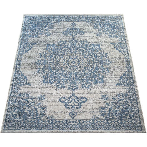 Paco Home Tapis Extérieur Bleu Beige Design Oriental Fleurs Motif Balcon Salon 60x100 Cm 4 Paco Home Tapis Extérieur Bleu Beige Design Oriental Fleurs Motif Balcon Salon 60x100 Cm – Image 4