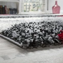 Paco Home Tapis Shaggy Longues Mèches Hautes Motifs Gris Noir Blanc Rouge 70x140 Cm -Tapis et paillasson Soldes 50628337 3