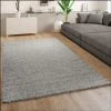 Paco Home Tapis Poils Longs Gris Salon Shaggy Moelleux Doux Résistant 70x140 Cm