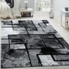 Paco Home Tapis Design Moderne Poils Ras Abstrait Peintures Effet Noir Gris Anthracite 60x100 Cm