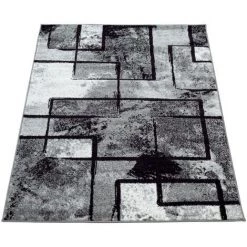 Paco Home Tapis Design Moderne Poils Ras Abstrait Peintures Effet Noir Gris Anthracite 60x100 Cm -Tapis et paillasson Soldes 50628407 4