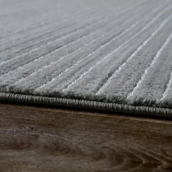 Paco Home Tapis Salon Moderne Fil Scintillant Rayé Lignes Poils Ras Chiné Gris 240x340 Cm -Tapis et paillasson Soldes 50628420 3