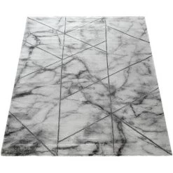 Paco Home Tapis De Salon Gris Marbre Argenté Optiques 3D Design Poil Court Moquette Souple De Haute Qualité 120x170 Cm -Tapis et paillasson Soldes 50628472 4