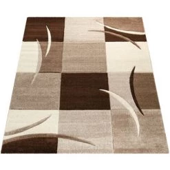 Paco Home Tapis De Créateur Aux Contours Découpés à Carreaux En Marron Beige 60x110 Cm -Tapis et paillasson Soldes 50628593 5
