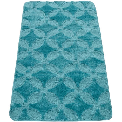 Paco Home Tapis De Bain, Tapis À Poils Ras Pour Salle De Bain Uni Motif Cercle, Turquoise 80x150 Cm 4 Paco Home Tapis De Bain, Tapis À Poils Ras Pour Salle De Bain Uni Motif Cercle, Turquoise 80x150 Cm – Image 4