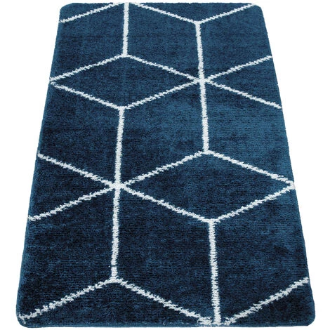 Paco Home Tapis De Bain, Tapis À Poils Ras Salle De Bain Motif Losanges Bleu Blanc 40x55 Cm 5 Paco Home Tapis De Bain, Tapis À Poils Ras Salle De Bain Motif Losanges Bleu Blanc 40x55 Cm – Image 5
