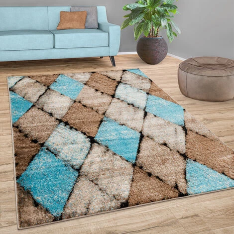 Paco Home Tapis Salon Tapis Vintage Motif Diamant Poils Ras Moderne Beige Bleu Brun 60x100 Cm 1 Paco Home Tapis Salon Tapis Vintage Motif Diamant Poils Ras Moderne Beige Bleu Brun 60x100 Cm