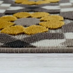 Paco Home Tapis Intérieur Extérieur Balcon Terrasse Motif Rétro Tissage 3D Jaune Beige 120x170 Cm -Tapis et paillasson Soldes 50628733 3