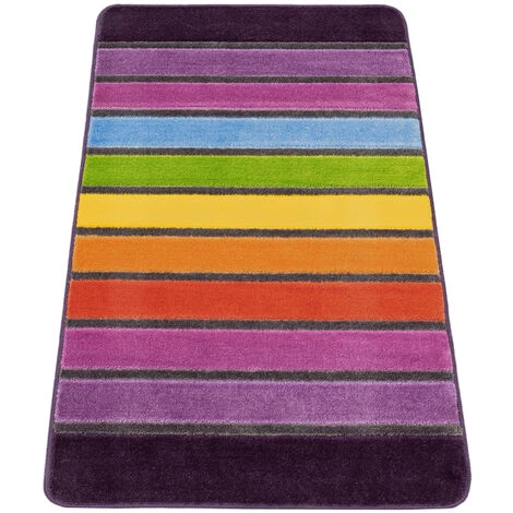Paco Home Tapis De Bain, Tapis À Poils Ras Pour Salle De Bain Avec Rayures, Look 3D Coloré 40x55 Cm 5 Paco Home Tapis De Bain, Tapis À Poils Ras Pour Salle De Bain Avec Rayures, Look 3D Coloré 40x55 Cm – Image 5