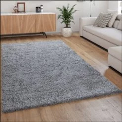 Paco Home Tapis À Poils Hauts, Tapis Flokati Douillet Moderne, Uni En Gris 60x100 Cm