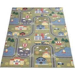 Paco Home Tapis Enfant, Tapis Réversible Design Paysage Et Motifs D'Apprentissage, Coloré Ø 200 Cm Rond -Tapis et paillasson Soldes 50628867 3