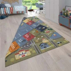 Paco Home Tapis Enfant, Tapis Réversible Design Paysage Et Motifs D'Apprentissage, Coloré Ø 200 Cm Rond -Tapis et paillasson Soldes 50628867 5