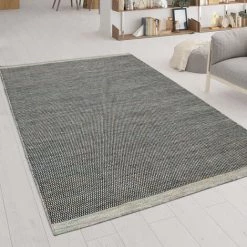 Paco Home Tapis De Salon, Tissage Plat Tissé À La Main En Laine Et Coton, Vert 60x110 Cm