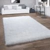 Paco Home Tapis Poils Longs Pour Salon, Shaggy Avec Fil Brillant, Uni Blanc 80x150 Cm