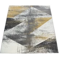Paco Home Tapis Frisé, Poils Ras Pour Salon Look Usé Tons Pastel Jaune Gris 60x100 Cm -Tapis et paillasson Soldes 50628953 5
