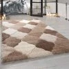 Paco Home Tapis À Poils Longs, Shaggy De Créateur Pour Salon Avec Look Oriental, Beige 60x100 Cm