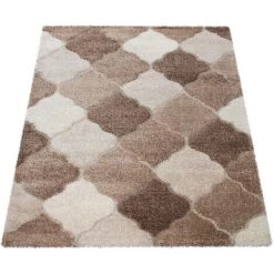 Paco Home Tapis À Poils Longs, Shaggy De Créateur Pour Salon Avec Look Oriental, Beige 60x100 Cm -Tapis et paillasson Soldes 50628962 4