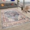 Paco Home Tapis, Tapis Poils Ras Pour Salon, Motif Oriental, Bleu 120x170 Cm