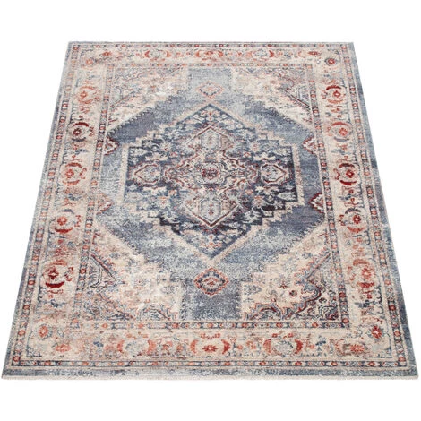 Paco Home Tapis, Tapis Poils Ras Pour Salon, Motif Oriental, Bleu 120x170 Cm 2 Paco Home Tapis, Tapis Poils Ras Pour Salon, Motif Oriental, Bleu 120x170 Cm – Image 2