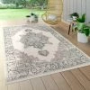 Paco Home Tapis Intérieur & Extérieur, Poils Ras Pour Balcon Terrasse, Motif Oriental Beige Ø 160 Cm Rond