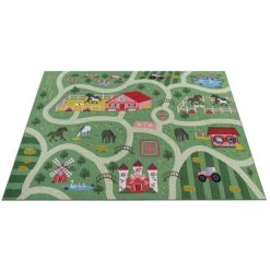 Paco Home Tapis Pour Enfants, Tapis De Jeu Pour Chambres D'enfants, Paysage Et Chevaux, En Vert 80x150 Cm -Tapis et paillasson Soldes 50629000 5