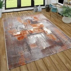 Paco Home Tapis De Salon Motif Vintage Dégradé De Couleurs Abstrait Effet 3D Marron Gris 120x170 Cm