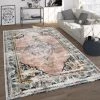Paco Home Tapis Vintage, Poils Ras Frisés Pour Salon, Design Oriental, Rose 80x150 Cm