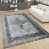 Paco Home Tapis Vintage Pour Salon, Poils Ras Design Oriental, Chiné Turquoise Gris 60x100 Cm