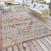 Paco Home Tapis Pour Salon, Tissage Plat Au Design Oriental, Aspect Usé, Bordure, Rouge 200x280 Cm