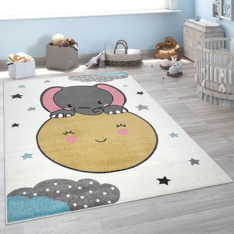 Paco Home Tapis Pour Enfant, Poils Ras Pour Chambre D'Enfant, Lune, Éléphant, Motif Enfants, Beige 80x150 Cm 1 Paco Home Tapis Pour Enfant, Poils Ras Pour Chambre D'Enfant, Lune, Éléphant, Motif Enfants, Beige 80x150 Cm