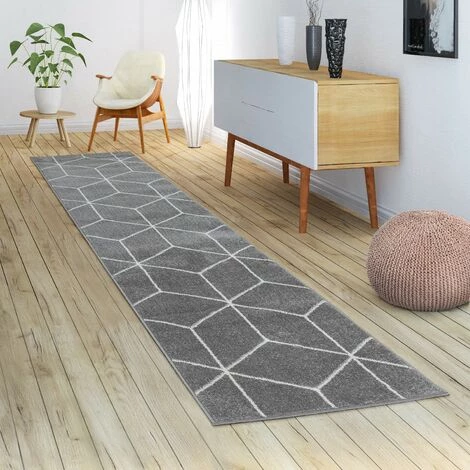 Paco Home Tapis De Salon, Poils Ras De Style Scandinave Avec Motif Losanges, Gris 60x100 Cm 2 Paco Home Tapis De Salon, Poils Ras De Style Scandinave Avec Motif Losanges, Gris 60x100 Cm – Image 2
