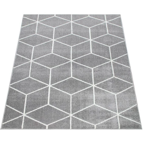 Paco Home Tapis De Salon, Poils Ras De Style Scandinave Avec Motif Losanges, Gris 60x100 Cm 5 Paco Home Tapis De Salon, Poils Ras De Style Scandinave Avec Motif Losanges, Gris 60x100 Cm – Image 5