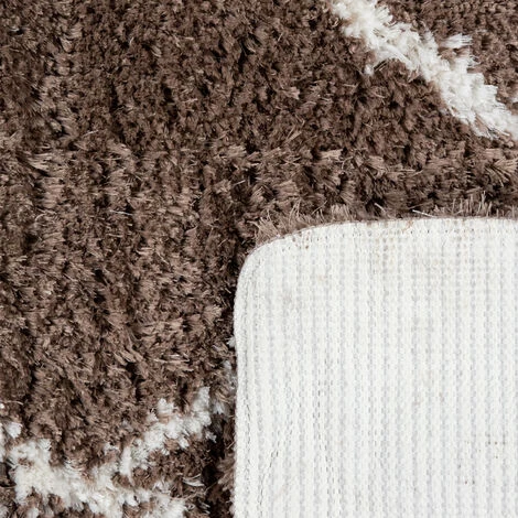 Paco Home Tapis De Bain Salle De Bain Shaggy Poils Longs Uni Avec Motif Losanges Blanc, Beige 50x80 Cm 5 Paco Home Tapis De Bain Salle De Bain Shaggy Poils Longs Uni Avec Motif Losanges Blanc, Beige 50x80 Cm – Image 5