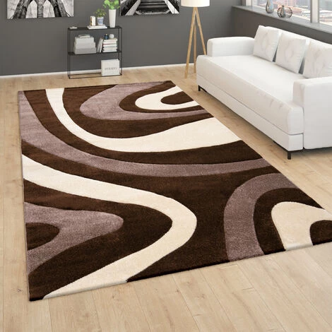 Paco Home Tapis De Salon Poils Ras Motif Ondulé Abstrait Moderne Design 3D Marron Beige 120x170 Cm 1 Paco Home Tapis De Salon Poils Ras Motif Ondulé Abstrait Moderne Design 3D Marron Beige 120x170 Cm