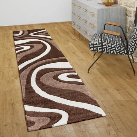 Paco Home Tapis De Salon Poils Ras Motif Ondulé Abstrait Moderne Design 3D Marron Beige 120x170 Cm 2 Paco Home Tapis De Salon Poils Ras Motif Ondulé Abstrait Moderne Design 3D Marron Beige 120x170 Cm – Image 2