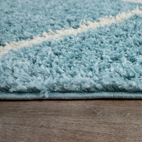 Paco Home Tapis De Salon Poils Longs Shaggy Motif Losanges Scandinave Moderne Turquoise 60x100 Cm 4 Paco Home Tapis De Salon Poils Longs Shaggy Motif Losanges Scandinave Moderne Turquoise 60x100 Cm – Image 4