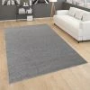 Paco Home Tapis Pour Salon Uni Poils Ras Sobre Et Moderne, Gris Foncé 200 Cm Carré