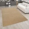 Paco Home Tapis Pour Salon Uni Poils Ras Sobre Et Moderne Doré Beige 80x150 Cm