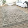 Paco Home Tapis De Salon Poils Longs Shaggy Uni Doux Moderne Gris 60x100 Cm