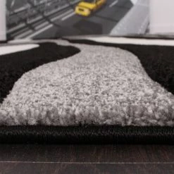 Paco Home Tapis De Créateur Aux Contours Découpés Motif Vagues En Gris Noir Blanc 160x230 Cm 7 Paco Home Tapis De Créateur Aux Contours Découpés Motif Vagues En Gris Noir Blanc 160x230 Cm -Tapis et paillasson Soldes 50629543 3