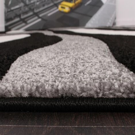 Paco Home Tapis De Créateur Aux Contours Découpés Motif Vagues En Gris Noir Blanc 160x230 Cm 3 Paco Home Tapis De Créateur Aux Contours Découpés Motif Vagues En Gris Noir Blanc 160x230 Cm – Image 3