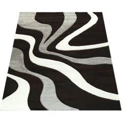 Paco Home Tapis De Créateur Aux Contours Découpés Motif Vagues En Gris Noir Blanc 160x230 Cm 9 Paco Home Tapis De Créateur Aux Contours Découpés Motif Vagues En Gris Noir Blanc 160x230 Cm -Tapis et paillasson Soldes 50629543 5