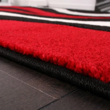 Paco Home Tapis De Créateur Aux Contours Découpés Motif Vagues En Rouge Noir Blanc 60x110 Cm 3 Paco Home Tapis De Créateur Aux Contours Découpés Motif Vagues En Rouge Noir Blanc 60x110 Cm – Image 3
