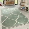 Paco Home Tapis Salon Poils Ras Motif Scandinave Abstrait Moderne Pastel Blanc Cassé Vert 60x100 Cm