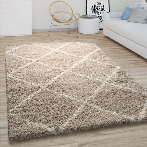 Paco Home Tapis De Salon Poils Longs Shaggy Motif Losanges Scandinave Moderne Beige 60x100 Cm 1 Paco Home Tapis De Salon Poils Longs Shaggy Motif Losanges Scandinave Moderne Beige 60x100 Cm