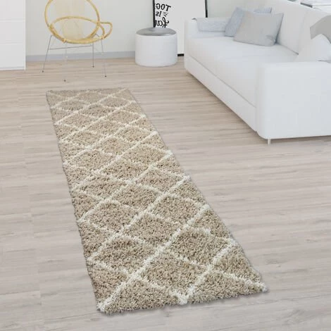 Paco Home Tapis De Salon Poils Longs Shaggy Motif Losanges Scandinave Moderne Beige 60x100 Cm 3 Paco Home Tapis De Salon Poils Longs Shaggy Motif Losanges Scandinave Moderne Beige 60x100 Cm – Image 3
